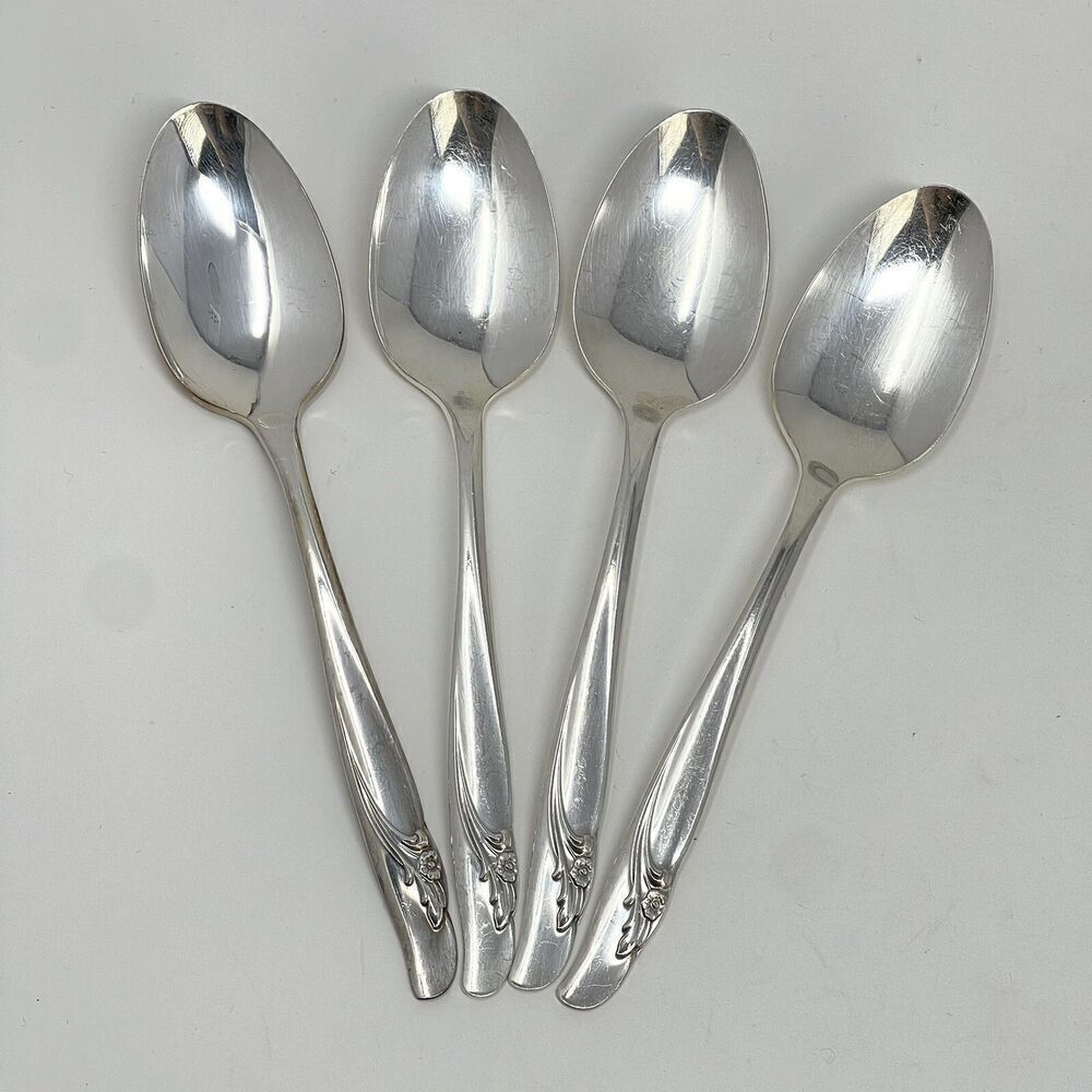 International Rogers EXQUISITE Silverplate 1957 Teaspoons 6 1/8” Set Of 4
